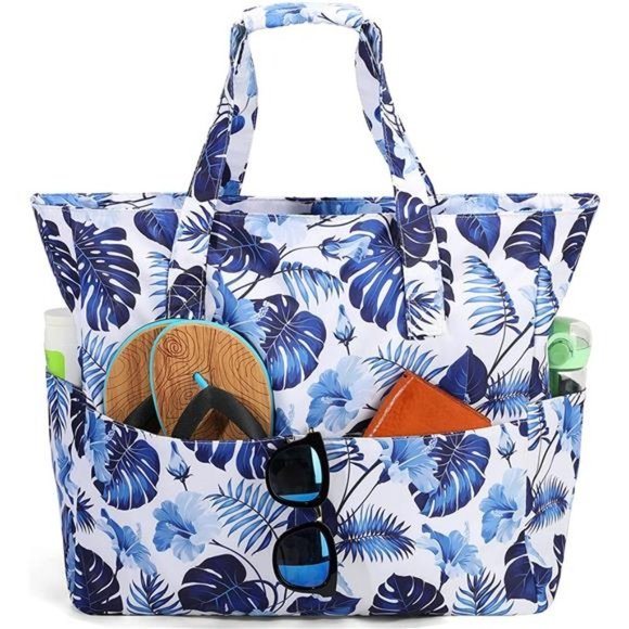 LARGE Beach Tote Bag Women Flowers